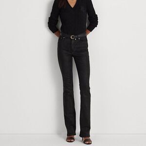 Ralph Lauren Black Label Wax Coated High Rise  Black Jeans Sz 6